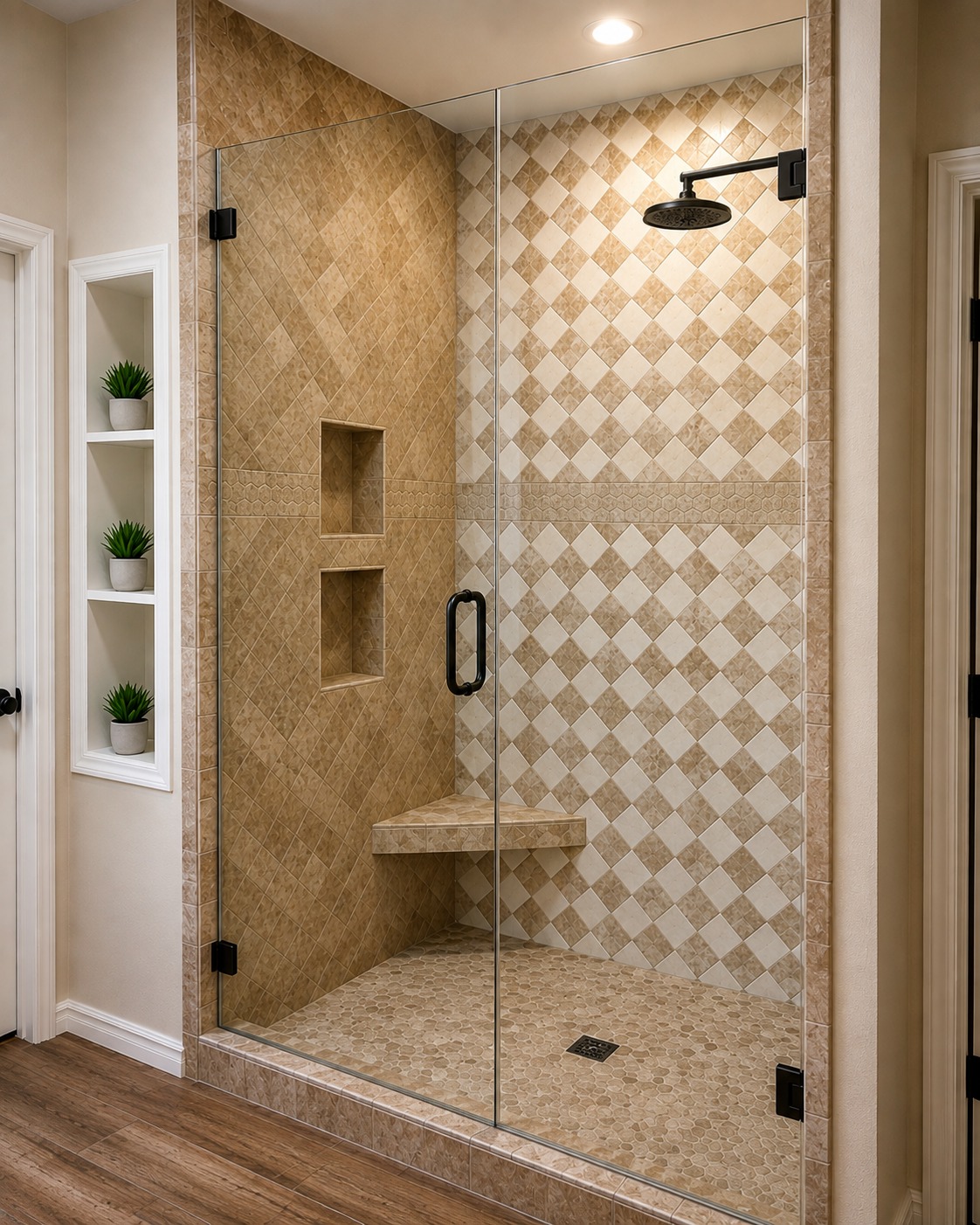 Warm tile shower remodel